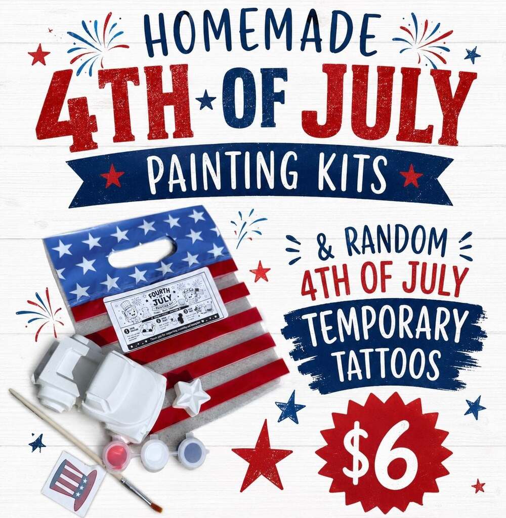 Homemade 4th of July Painting Kit with Patriotic Temporary Tattoos